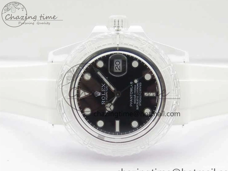 0112 Submariner Phantomlab Transparent KZF Best Edition Black Dial on White Rubber Strap VR StreetReady 2567